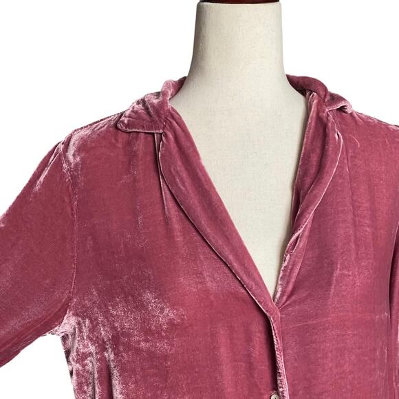 Velvet Graham Spencer Viscose Silk Long Sleeve Button Down L Pink Soft Cozy - Picture 5 of 13